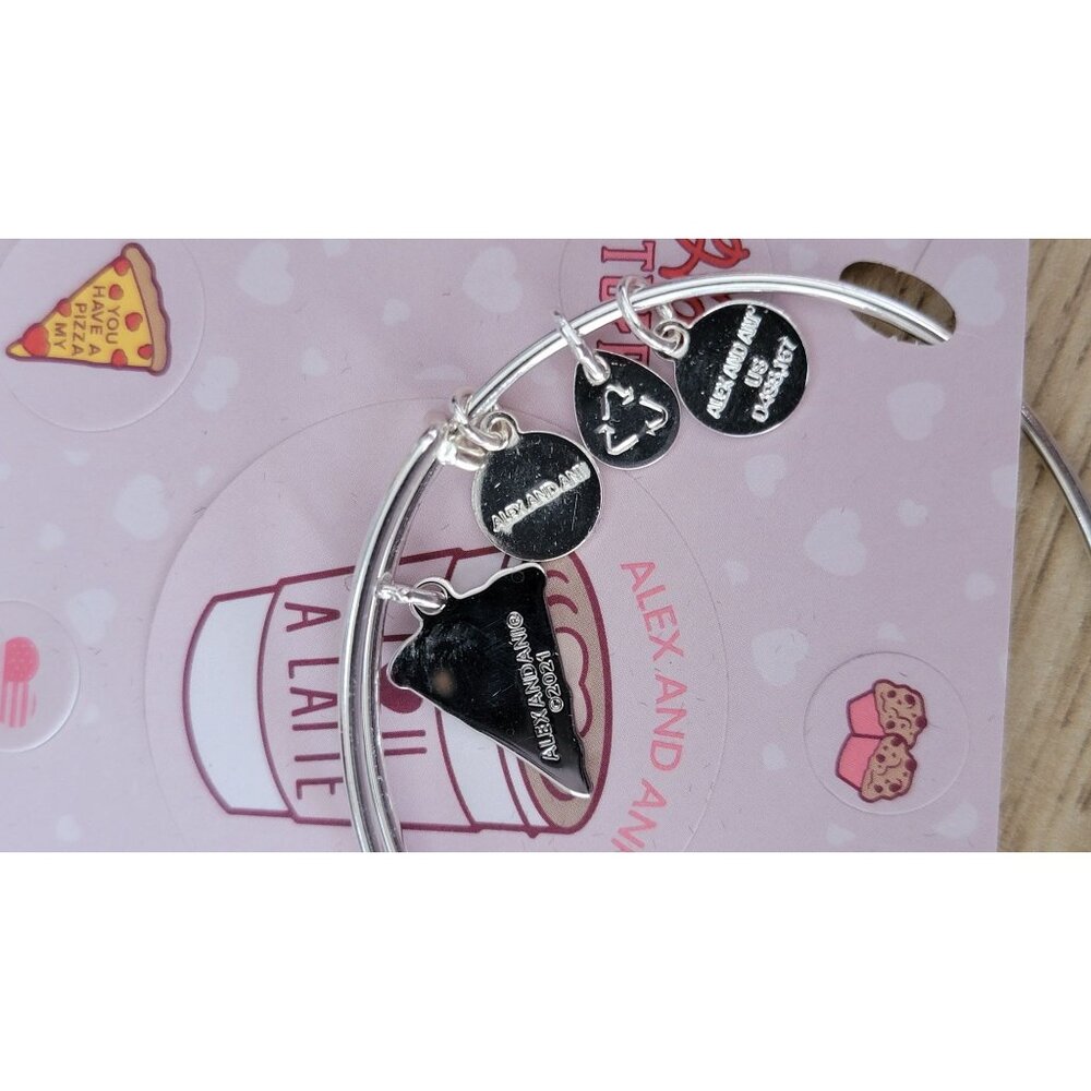 Alex and Ani Pizza My Heart Bangle Bracelet Silver Tone Foodie Collection NWT - Picture 4 of 5